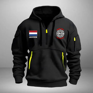 Personalized Dutch Firefighter Custom Name & Department Quarter Zip Hoodie 2D Printed VQ24998