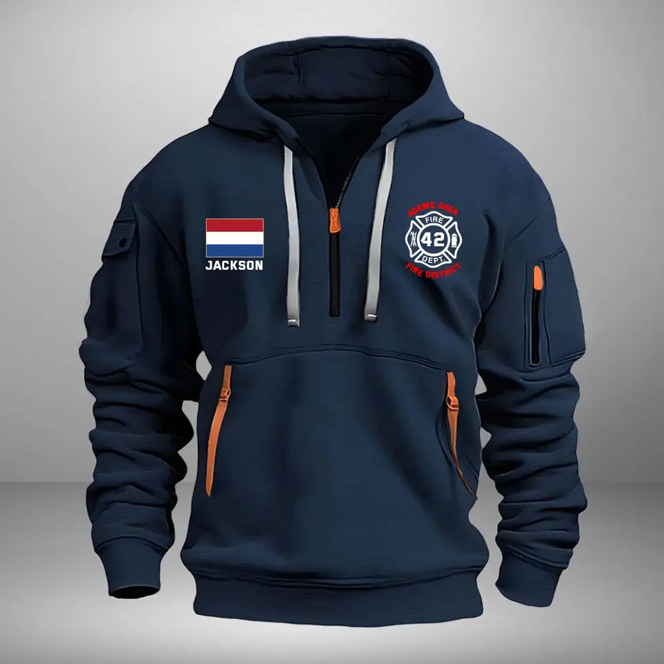 Personalized Dutch Firefighter Custom Name & Department Quarter Zip Hoodie 2D Printed VQ24998