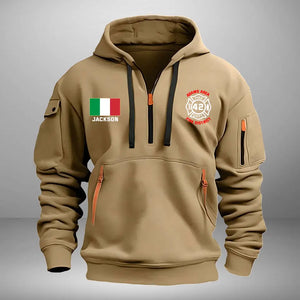 Personalized Italian Firefighter Custom Name & Department Quarter Zip Hoodie 2D Printed VQ24998