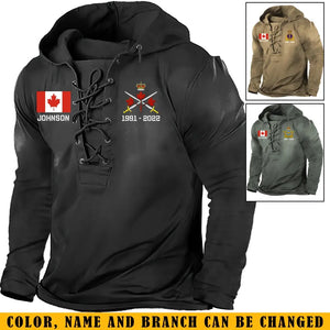 Personalized Canadian Veteran Logo Custom Name & Time Lace-up Long Sleeves Hoodie 3D Printed LVA241256