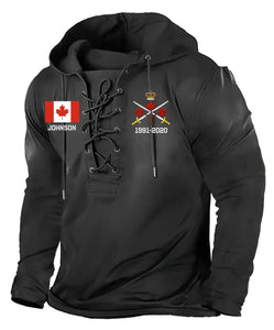 Personalized Canadian Veteran Logo Custom Name & Time Lace-up Long Sleeves Hoodie 3D Printed LVA241256