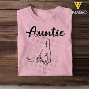 Personalized Auntie Like A Mom But Cooler Hands with Kid Names T-shirt Printed HN241272