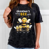 Personalized Grandma's Reason To Bee Happy Bees with Kid Names Mineral Wash T-shirt Printed VQ241267