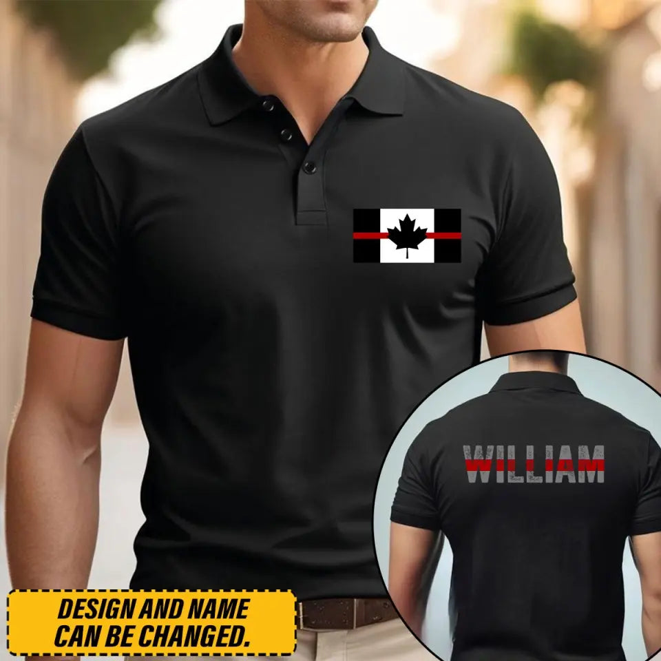 Personalized Canadian Firefighter Custom Name Polo Shirt Printed QTVQ241276