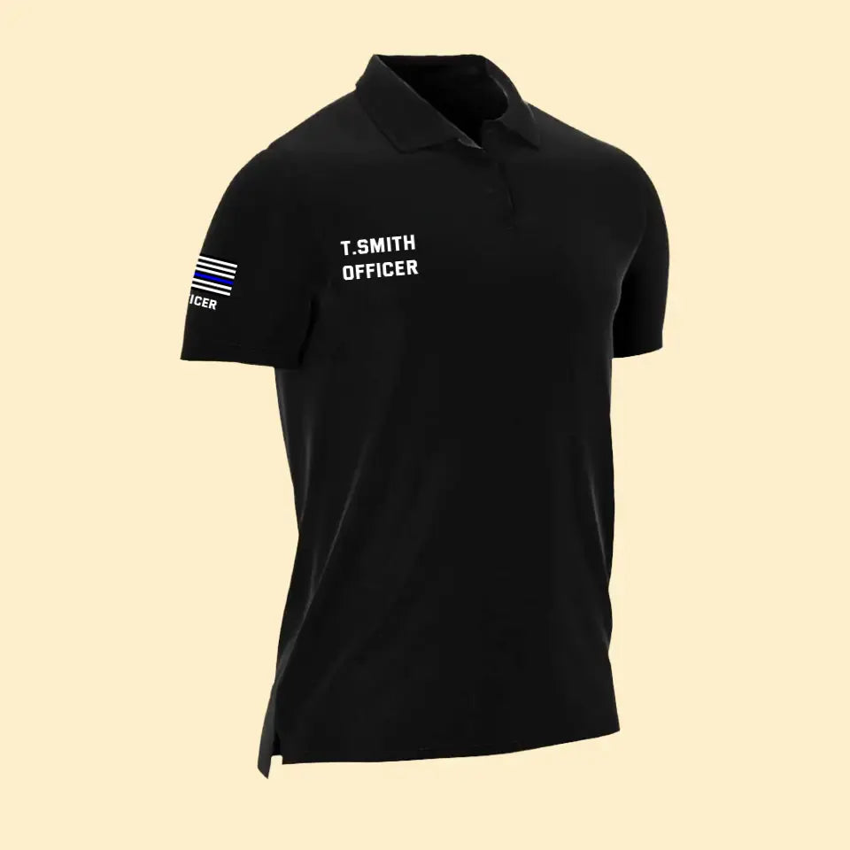 Personalized US Police Flag Custom Name Polo Shirt 2D Printed QTHN241296