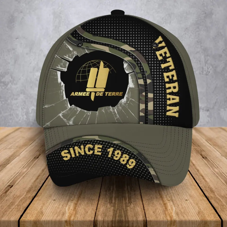 Personalized French Veteran Rank Gold Custom Name & Time Cap 3D Printed AHVA241294