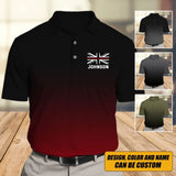 Personalized UK Firefighter Flag Thin Red Line Custom Name Polo Shirt Printed QTVQ241305
