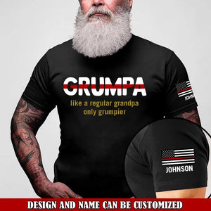 Personalized Grumpa Police Like A Regular Grandpa Only Grumpier US Firefighter Flag T-shirt Printed QTVQ241311