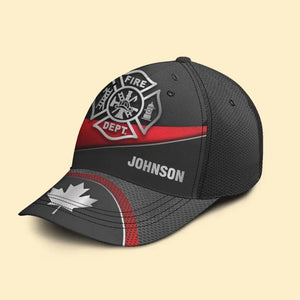 Personalized Canadian Firefighter Logo Custom Name Cap 3D Printed VQ241301