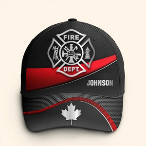 Personalized Canadian Firefighter Logo Custom Name Cap 3D Printed VQ241301