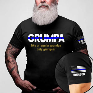 Personalized Grumpa Police Like A Regular Grandpa Only Grumpier US Police Flag T-shirt Printed QTVQ241311