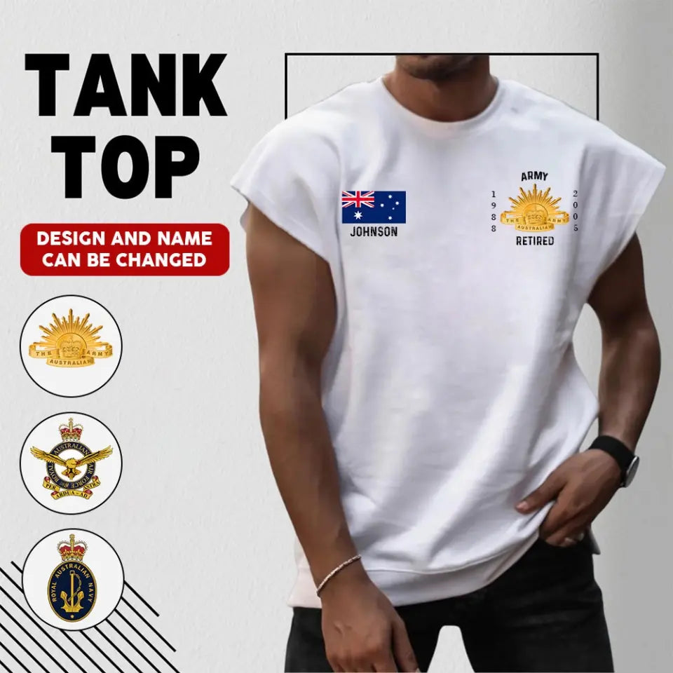Personalized Retired Australian Army Australia Flag Custom Name Men Tank Top Printed AHHN241332