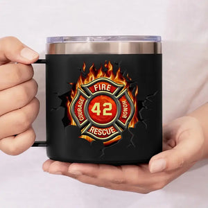 Personalized Firefighter Logo & ID Number Coffee Cup Printed QTKH241339