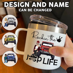 Personalized Rockin' The Jeep Girl Coffee Cup Printed HN241340