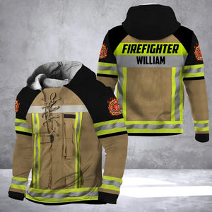 Personalized Firefighter Logo Custom Name Gift For Firefighter Lace-up Long Sleeves Hoodie 3D Printed LVA241342