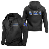 Personalized US Police Logo Custom Name Lace-up Long Sleeves Hoodie 3D Printed LVA241349
