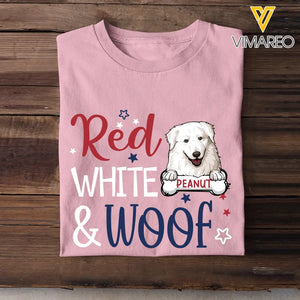 Personalized Red White & Woof Dog Cute Dog Lovers Gift Independence Day 4th July Independence Day T-shirt Printed LVA241360