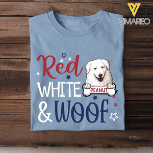 Personalized Red White & Woof Dog Cute Dog Lovers Gift Independence Day 4th July Independence Day T-shirt Printed LVA241360