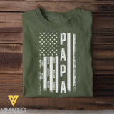 Personalized Papa US Flag & Kid Names Gift For Dad  Happy Father's Day T-shirt Printed HN241363