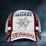 Personalized I'm A Dad Grandpa And A Veteran Nothing Scares Me Hands with Kid Names Cap 3D Printed KVH241364