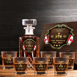 Personalized Canadian Veteran Branch Logo Rank Gold Custom Name Decanter Set with Glasses printed AHVA241366