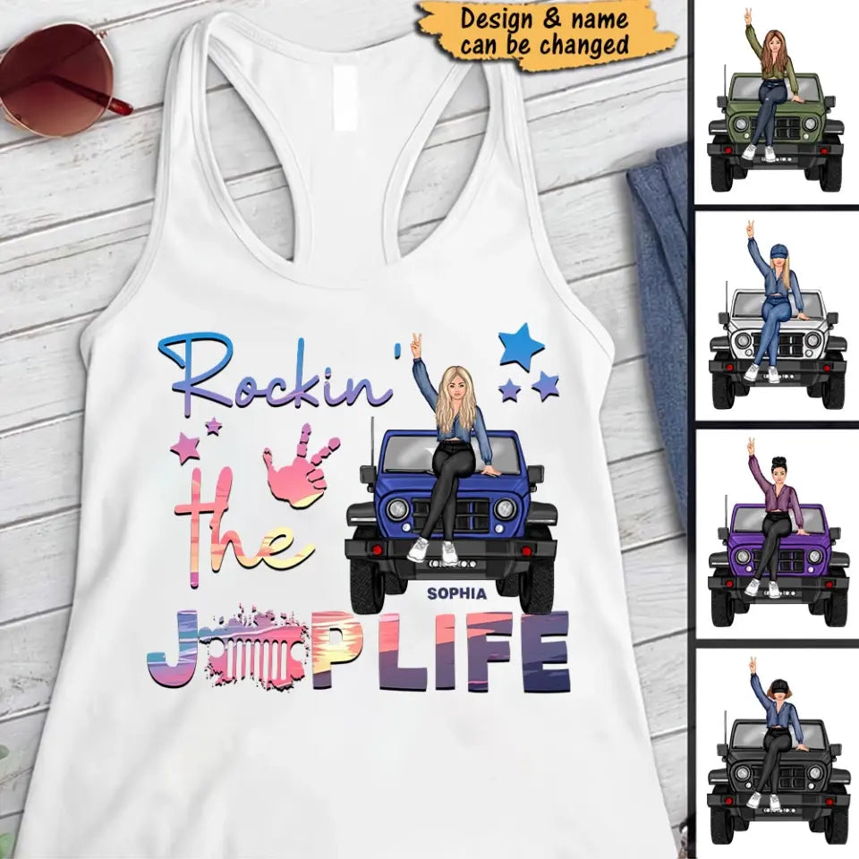 Personalized Rockin' The Jeep Life Jeep Girl Women's Ideal Racerback Tank Printed HN241390