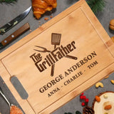 Personalized The Grillfather Chef Gift For Dad Wood Cutting Board Printed QTVA241391