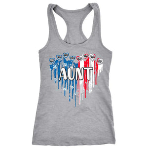 Personalized Aunt US Flag Heart & Kid Names  Independence Day 4th July Women's Ideal Racerback Tank Printed HN241393