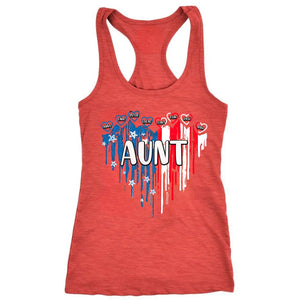 Personalized Aunt US Flag Heart & Kid Names  Independence Day 4th July Women's Ideal Racerback Tank Printed HN241393