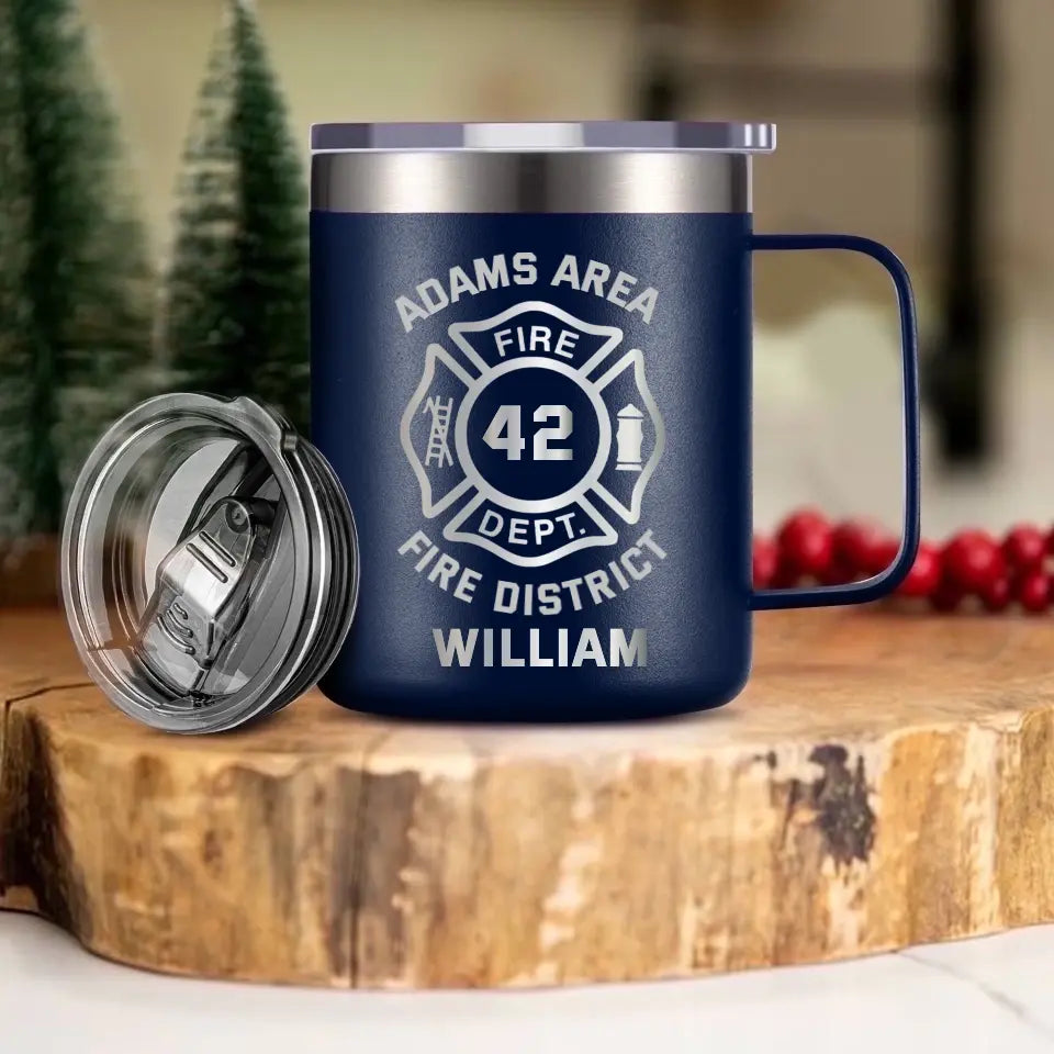 Personalized Firefighter Logo Custom Name, ID & Department Laser Handle Cup Printed VQ241403