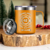 Personalized Firefighter Logo Custom Name, ID & Department Laser Handle Cup Printed VQ241403