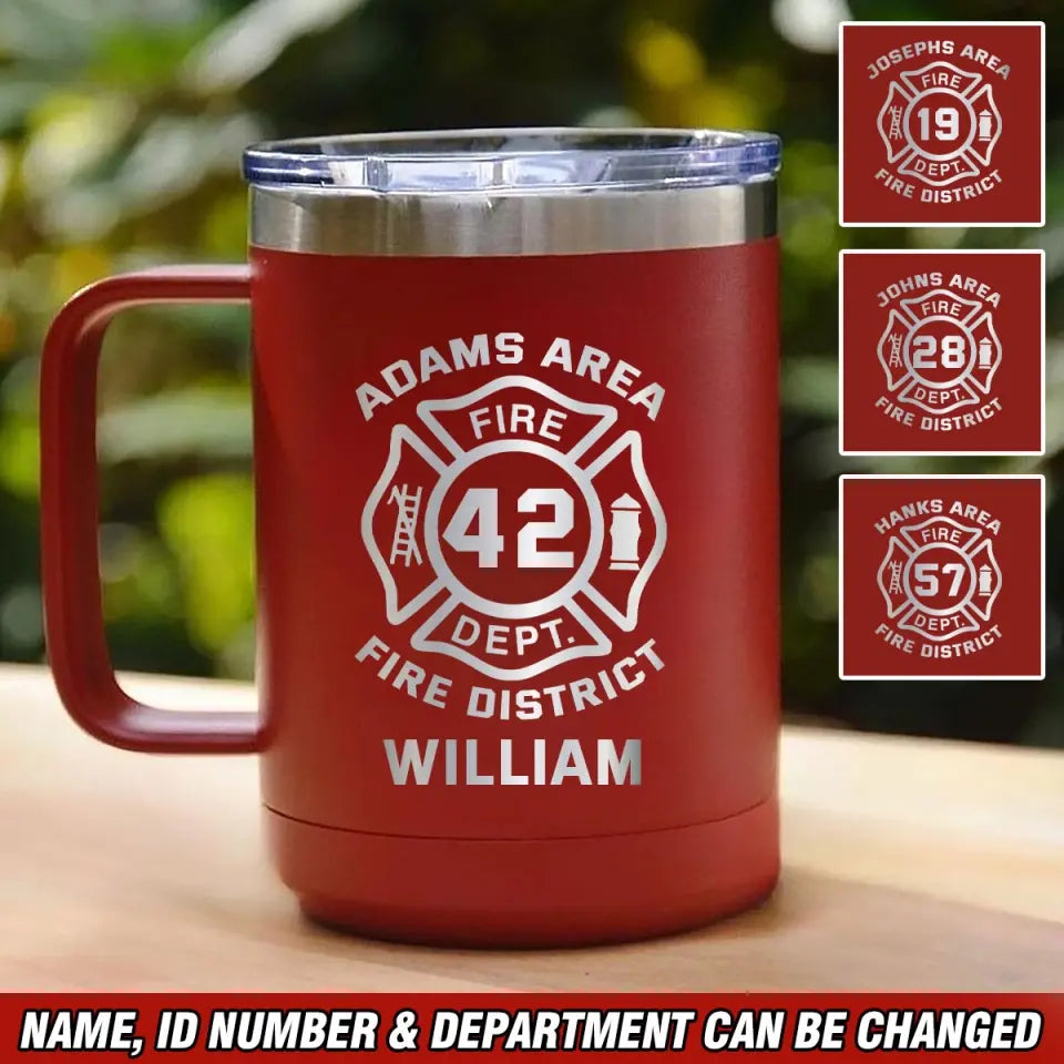 Personalized Firefighter Logo Custom Name, ID & Department Laser Handle Cup Printed VQ241403