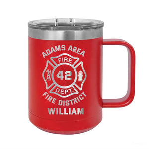 Personalized Firefighter Logo Custom Name, ID & Department Laser Handle Cup Printed VQ241403