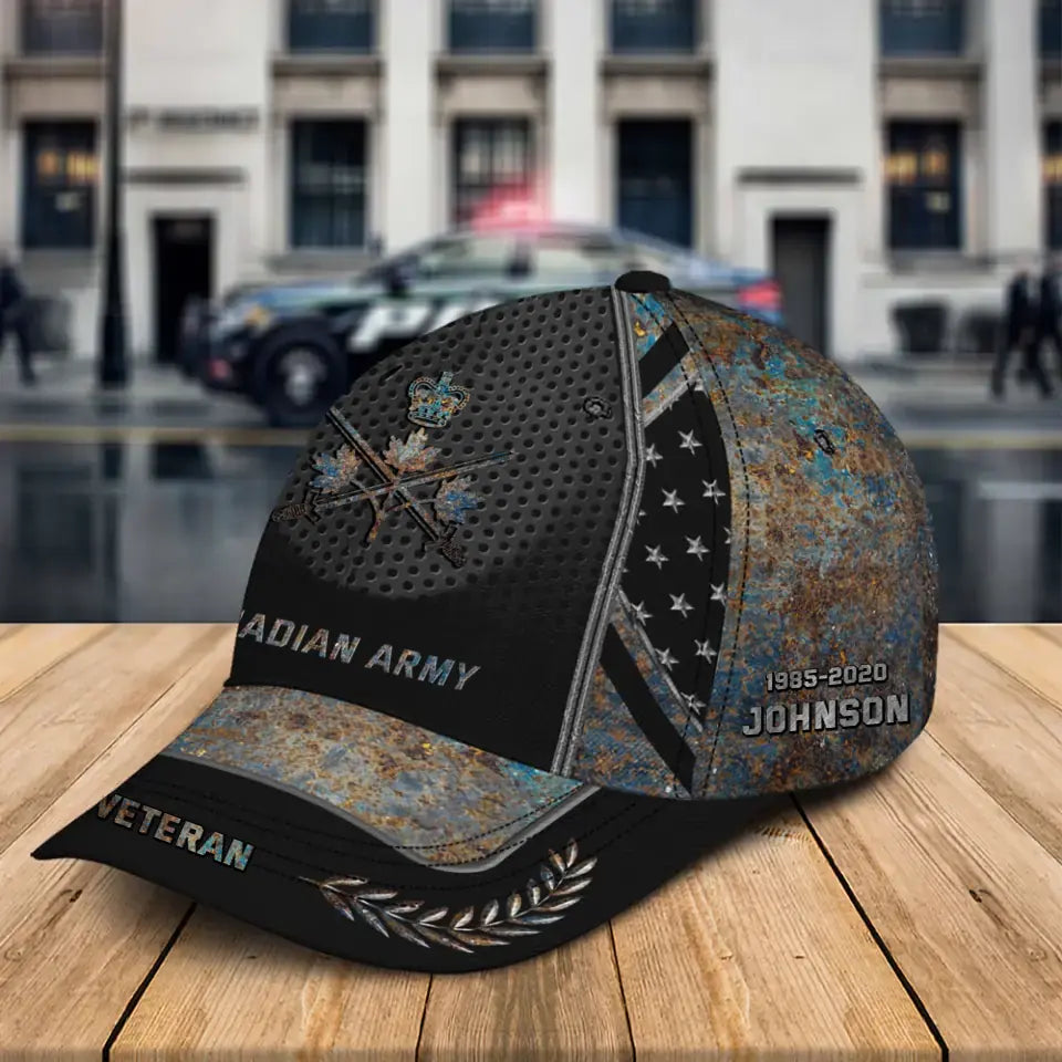 Personalized Canadian Veteran Logo Custom Name & Time Cap 3D Printed AHHN241307