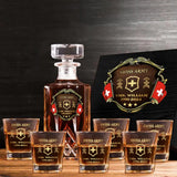 Personalized Swiss Veteran Branch Logo Rank Gold Custom Name & Time Decanter Set with Glasses printed AHVA241425