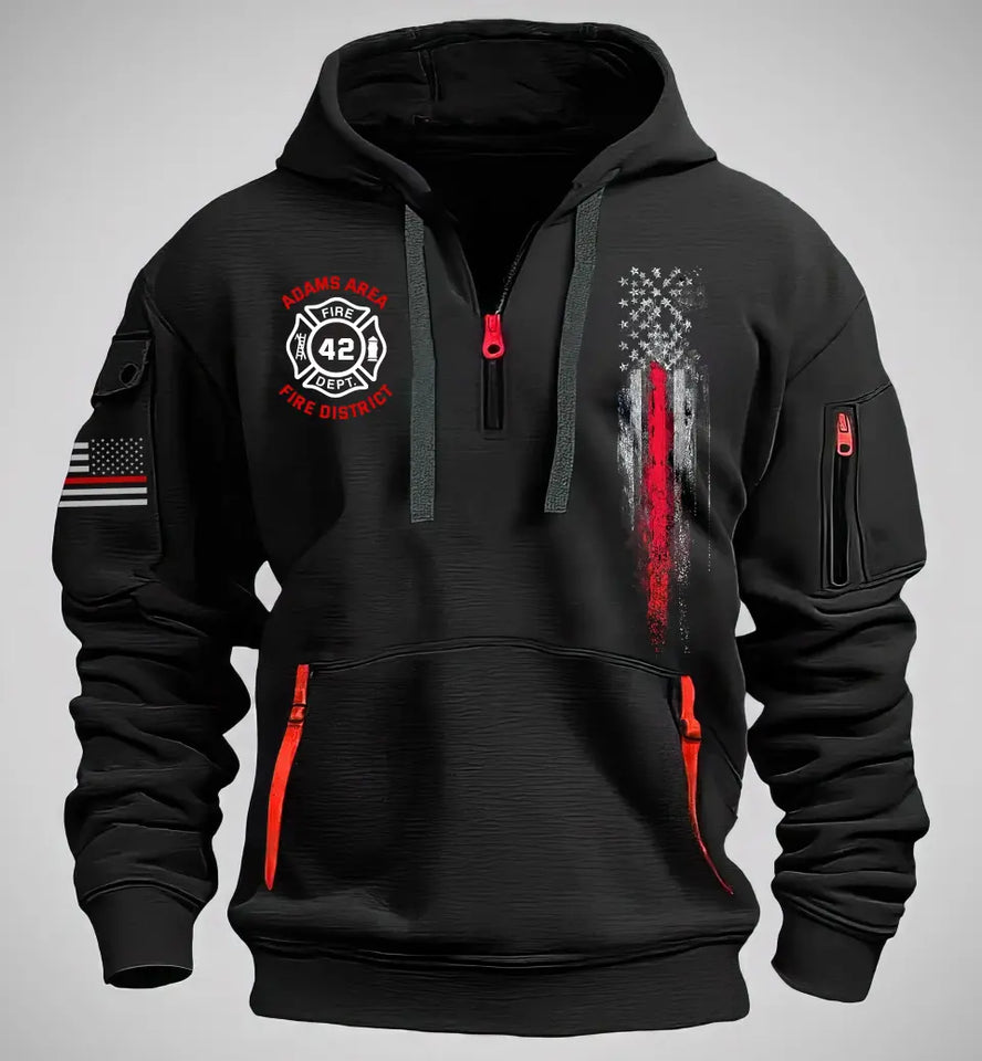 Personalized US Firefighter Custom ID & Department Quarter Zip Hoodie 2D Printed KVH241297