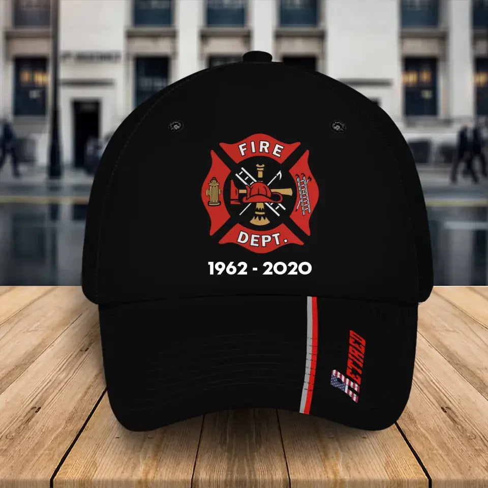 Personalized Retired US Firefighter Logo Custom Service Time Cap 3D Printed QTKH241420