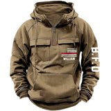 Personalized US Firefighter Flag Custom Name & Department American Retro Hooded Sweatshirt Printed LVA241442