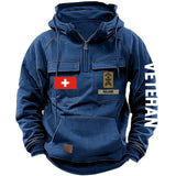 Personalized Swiss Veteran Rank Camo Custom Name American Retro Hooded Sweatshirt Printed LVA241443