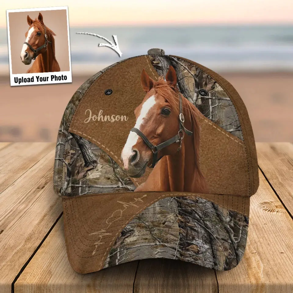 Personalized Upload Your Horse Photo Horse Lovers Gift Cap 3D Printed HN241454