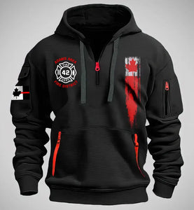 Personalized Canadian Firefighter Custom ID & Department Quarter Zip Hoodie 2D Printed KVH241449