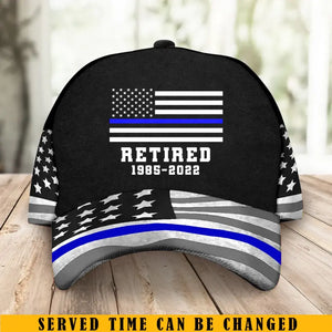 Personalized US Police Flag Retired US Police Officer Service Time Cap 3D Printed KH241457