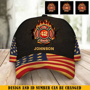 Personalized US Firefighter Logo Custom Name Cap 3D Printed VQ241463