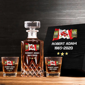 Personalized Canadian Veteran Rank Camo Custom Name & Time Decanter Set with Glasses printed AHVA241459