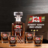 Personalized Canadian Veteran Rank Camo Custom Name & Time Decanter Set with Glasses printed AHVA241459