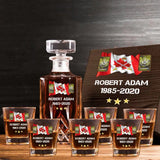 Personalized Canadian Veteran Rank Camo Custom Name & Time Decanter Set with Glasses printed AHVA241459