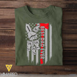 Personalized Best Dad Ever Hands & Kid Name US Flag T-shirt Printed QTKH241453