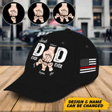 Personalized US Firefighter Father Best Dad Ever Dad Hands & Kid Names Gift For Him For Fathers Black Cap 2D Printed QTHN241465