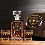 Personalized French Veteran Branch Logo Rank Gold Custom Name & Time Decanter Set with Glasses printed AHVA241425