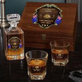 Personalized Australian Veteran Branch Logo Rank Gold Custom Name Decanter Set with Glasses printed AHVA241366